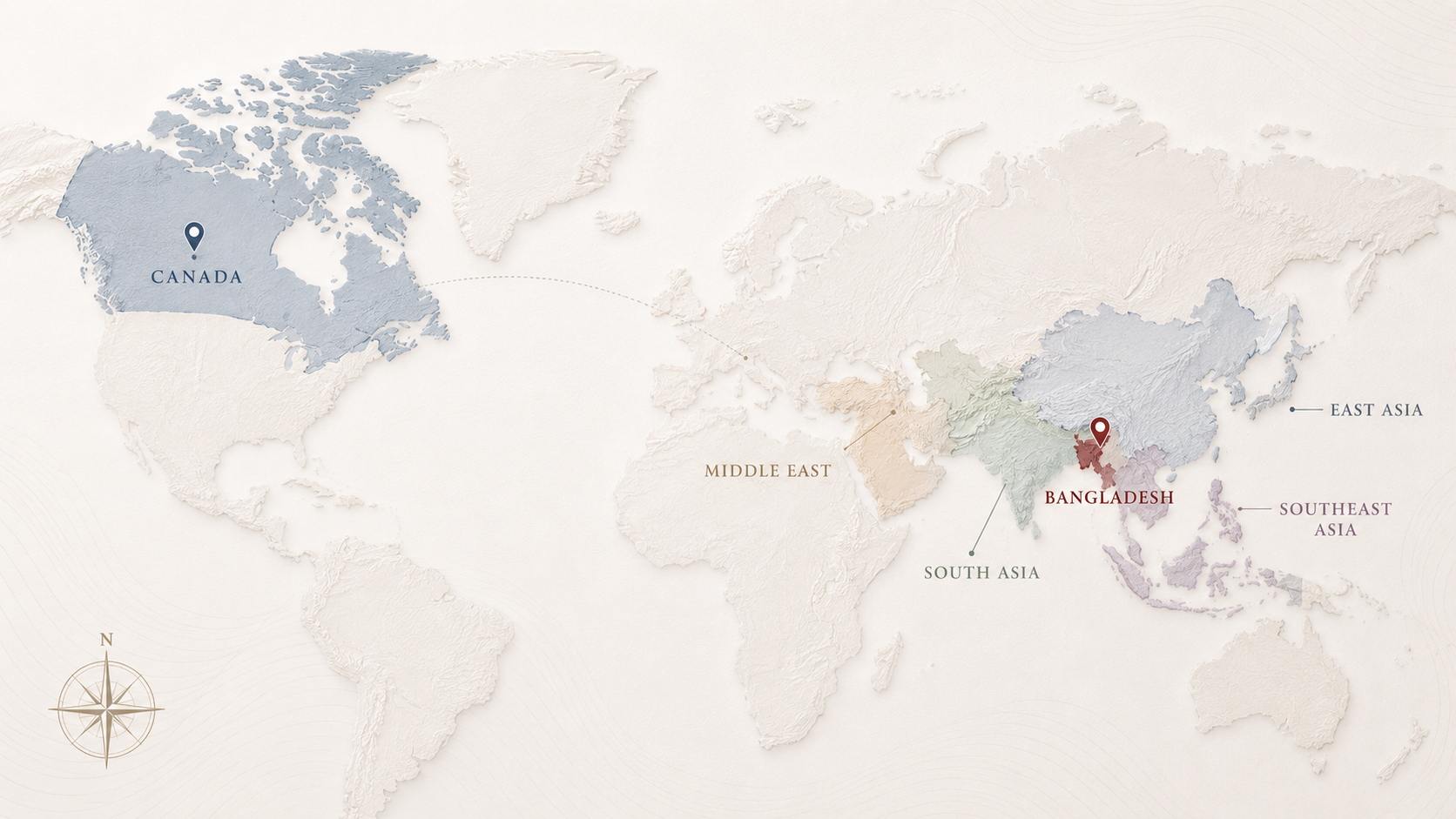 Canada to Bangladesh, Asia, and worldwide.